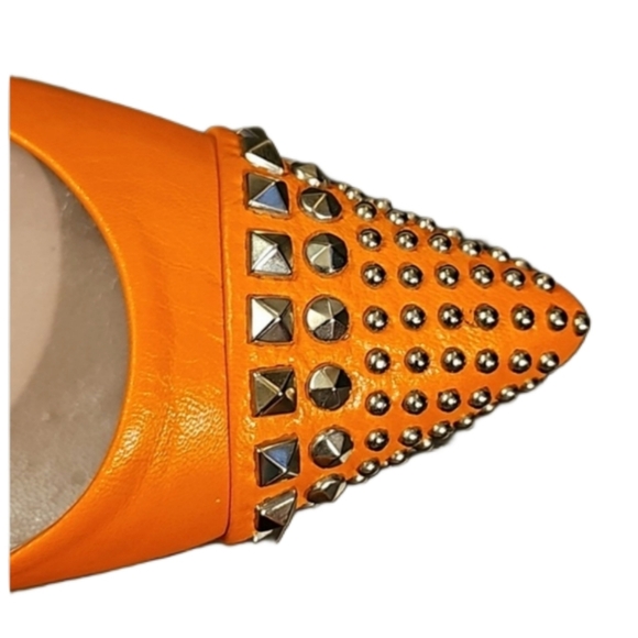 GUCCI Studded D'Orsay Pumps in Orange Leather - Picture 8 of 13